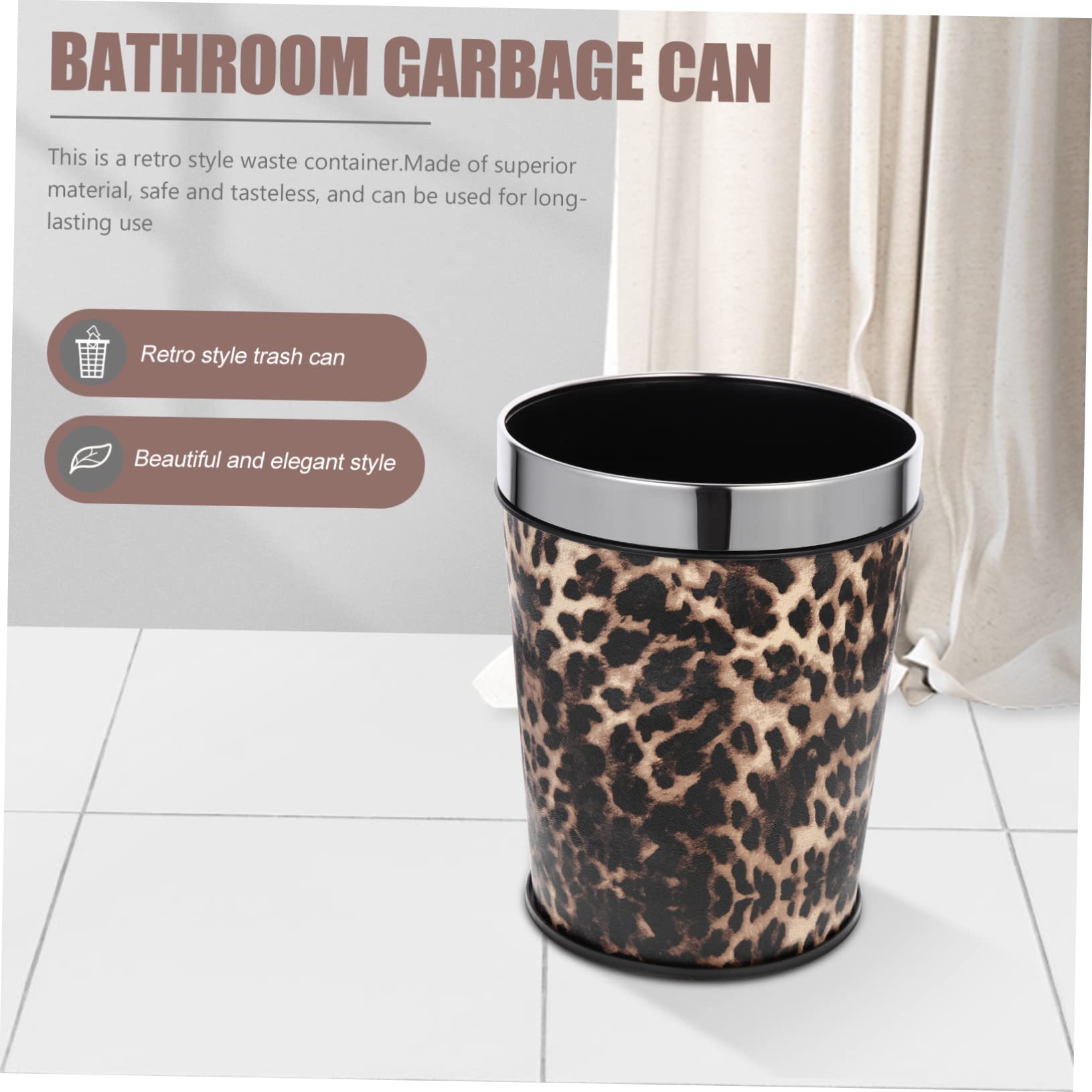 Cabilock Bathroom Trash Can Home Decor Rustic Decorations Leopard Large Plastic Container Simple Human Trash Can