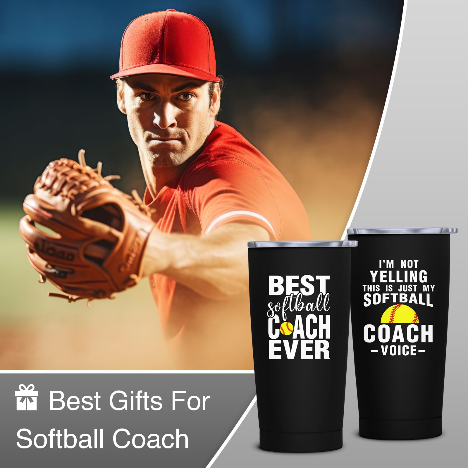 NVFCC Softball Coach Gifts for Men, Softball Coach Appreciation Gifts, Best Softball Coach Ever Gifts, Gift Ideas for Softball Coach, Softball Coach Gifts for Women 20 oz Coffee Tumbler