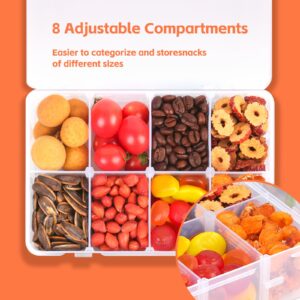 AQSXO 2 Pcs Snack Box Container for Kids, 8 Compartments Snack Containers Reusable Meal Prep Lunch Containers.