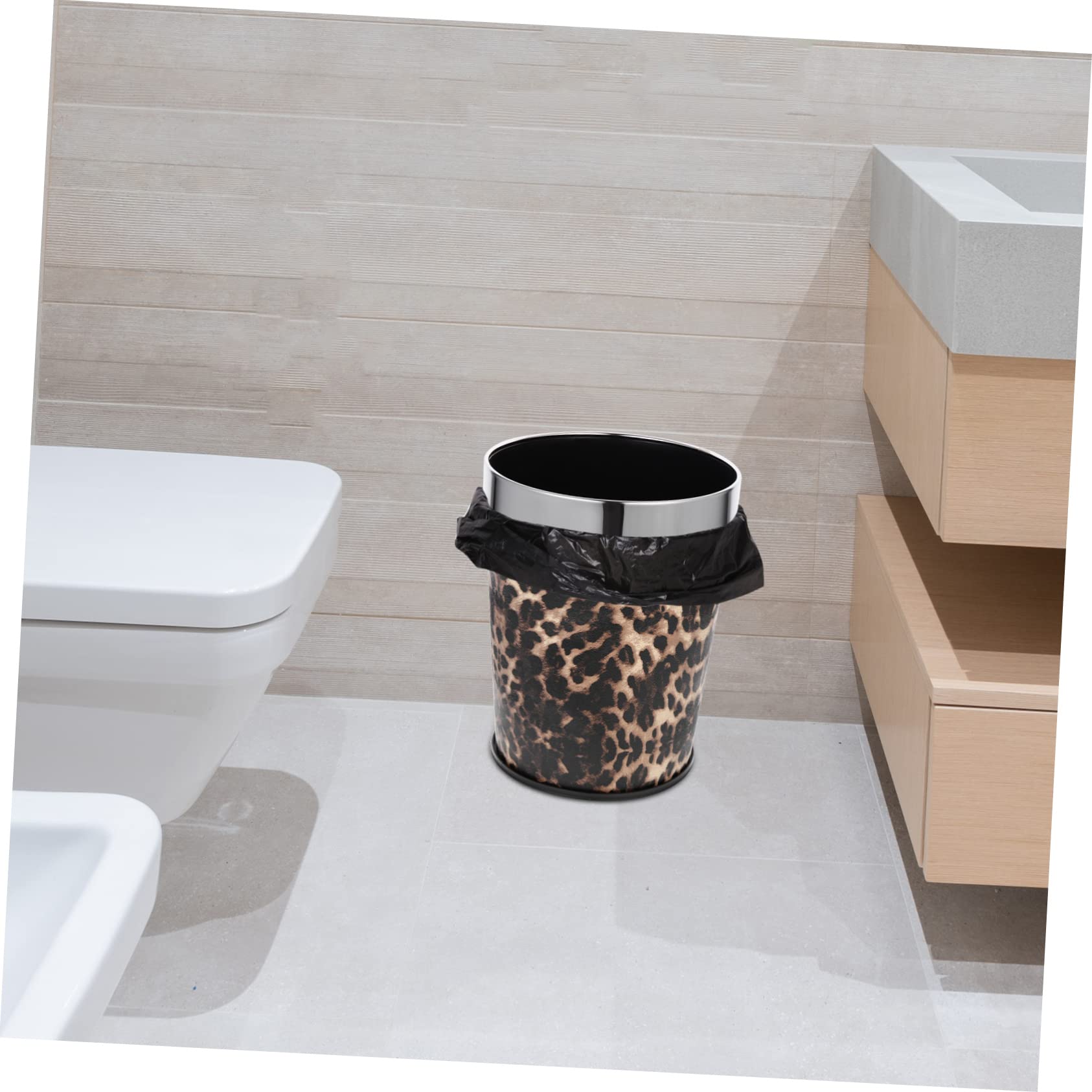 Cabilock Bathroom Trash Can Home Decor Rustic Decorations Leopard Large Plastic Container Simple Human Trash Can