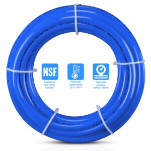 25FT 3/8 Inch O.D.RO Water Tubing,NSF Certified Water Line for RO(Reverse Osmosis) Water Purifier Filter System,BPA free Flexible Tubing(blue)