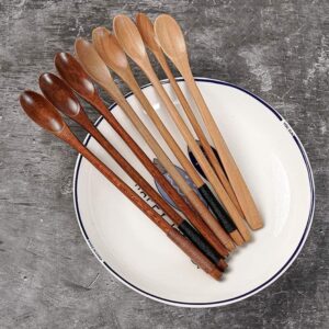 Honey Dipper Stick -Natural Wood Long Handle Spoons for Coffee, Tea Stirring Spoons -Dessert Iced Tea Cocktail Mixing Spoons for Home Kitchen -Chef Tasting Spoons