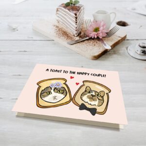 Funny Cat Toast Wedding Card for Couple, Cute Wedding Shower Card for Bride Groom, Engagement Card for Cat Lover, A Toast to The Happy Couple