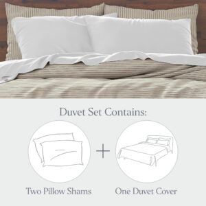 Ella Jayne Luxury 100% French Linen Duvet Cover (3pcs), Coastal Summer Linen Duvet Cover, Linen Bedding Queen, Linen Comforter King, Premium Linen Duvet Cover King (Pin Stripe - Black, Full/Queen)