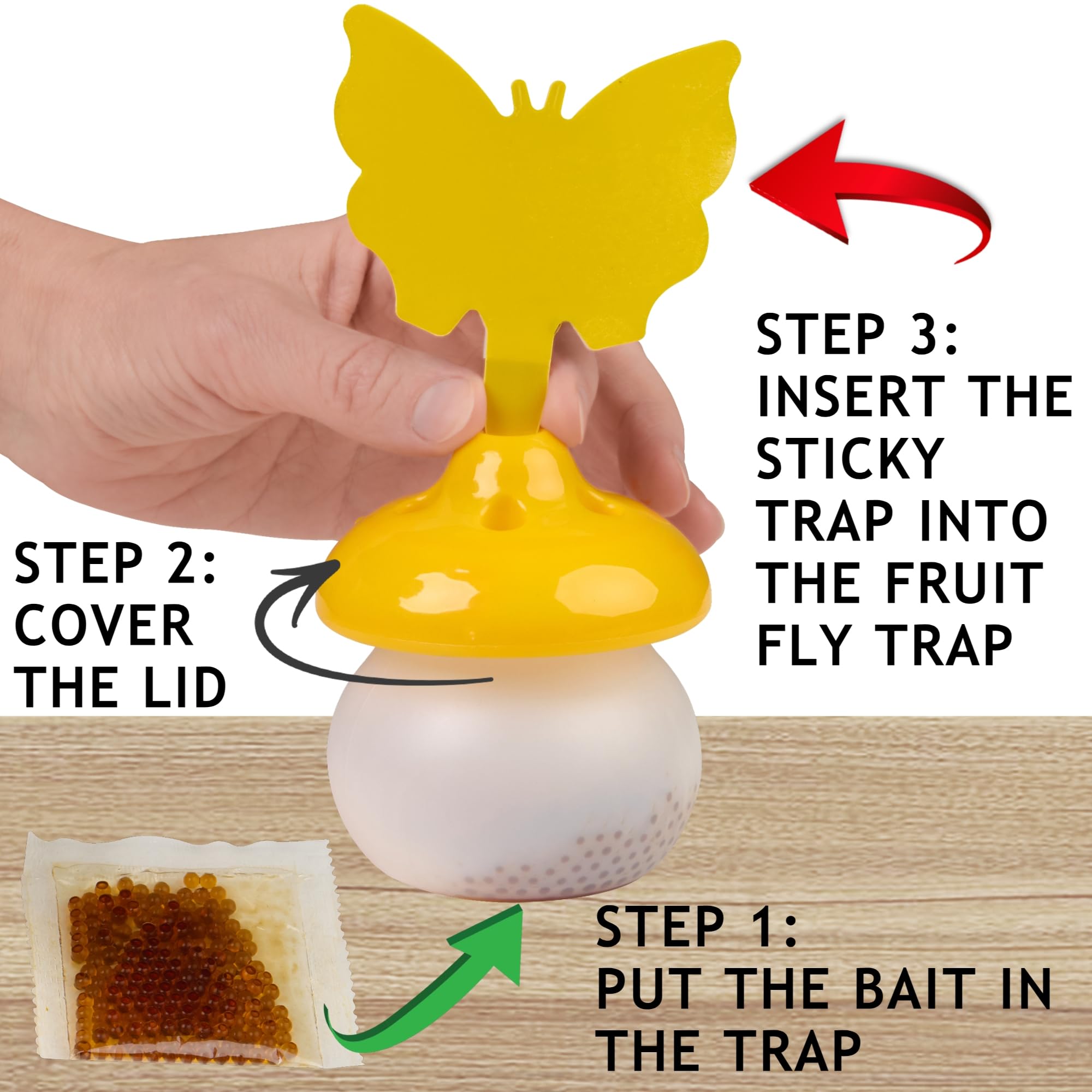 Fruit Fly Trap - Fruit Fly Trap for Indoor, Flying Insect Trap, Gnat Trap Indoor Trap, Fruit Fly Traps for Indoors, Indoor Fly Trap with Yellow Sticky Pads & Attractant for Home, Kitchen