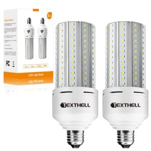 texthell led light bulb 500w equivalent 7500 lumen led corn light bulb,2 pack 5000k daylight white e26 led bulbs for large area lighting wide application for warehouse