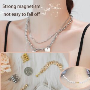 HOLAILS Magnetic Necklace Clasps and Closures, Jewelry Clasps Converters for Necklace Extender Bracelet Necklaces Anklet Chain(12Pcs Gold&Silver