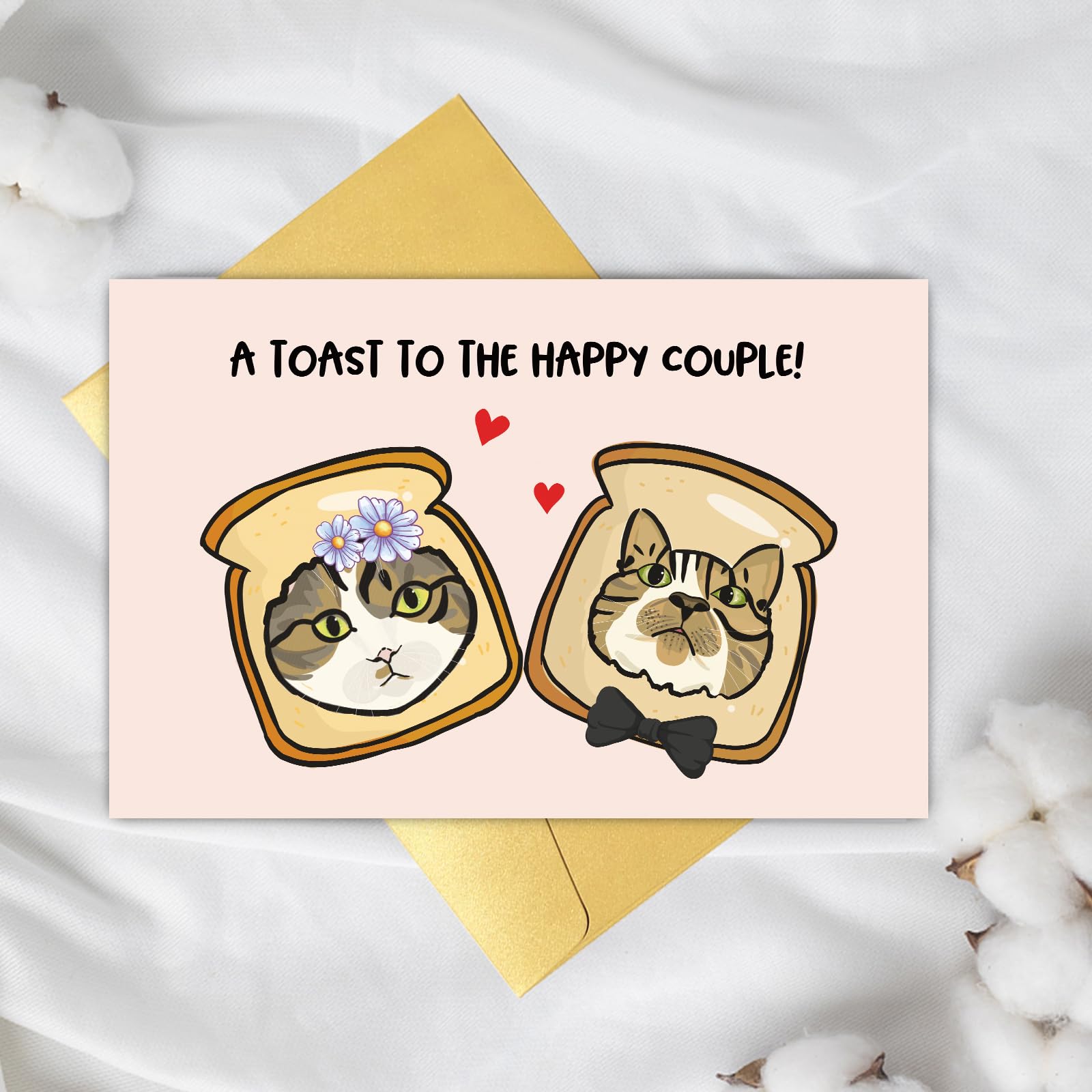 Funny Cat Toast Wedding Card for Couple, Cute Wedding Shower Card for Bride Groom, Engagement Card for Cat Lover, A Toast to The Happy Couple