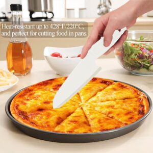 Nylon Knife Safe for Kids, Professional Lettuce Knife for Real Cooking, 428℉/220℃ Heat-resistant Plastic Knife for Nonstick Pans, Best as Bread Knife etc. (Round-base-White)