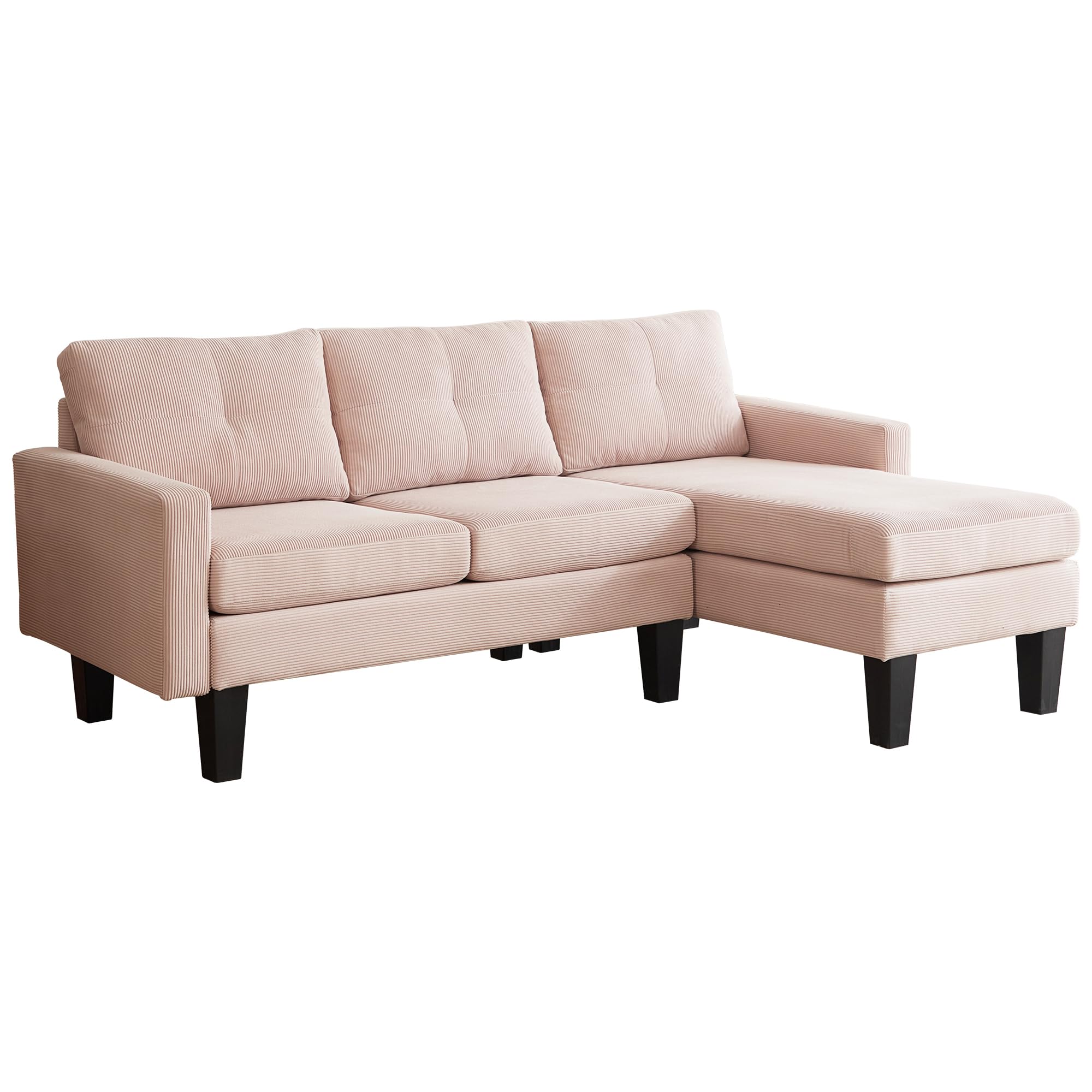 XIZZI 80" Small Sectional Sofa Couches for Living Room,L-Shape Sofa Couch with Chaise,Cloud Couch for Office,Comfy Chaise Sofa for Apartment Small Space (Corduroy,Right Facing Chaise, Pink)