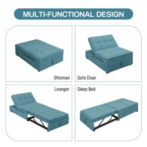 Camelily 4-in-1 Sofa Bed, Chair Bed, Multi-Function Folding Ottoman Bed with Storage Pocket and USB Port for Small Room Apartment,Living Room,Bedroom,Hallway (Teal)