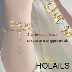 HOLAILS Magnetic Necklace Clasps and Closures, Jewelry Clasps Converters for Necklace Extender Bracelet Necklaces Anklet Chain(12Pcs Gold&Silver