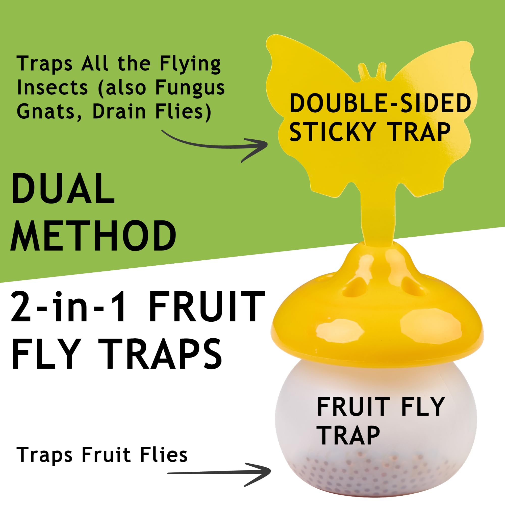 Fruit Fly Trap - Fruit Fly Trap for Indoor, Flying Insect Trap, Gnat Trap Indoor Trap, Fruit Fly Traps for Indoors, Indoor Fly Trap with Yellow Sticky Pads & Attractant for Home, Kitchen