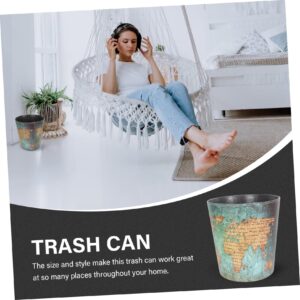 HOOTNEE 1pc Map Trash Can Waste Holder Waste Bin British Style Bucket Uncovered Ash-bin Office Trash Can Waste Paper Basket Retro Waste Bucket Garbage Container Garbage Holder