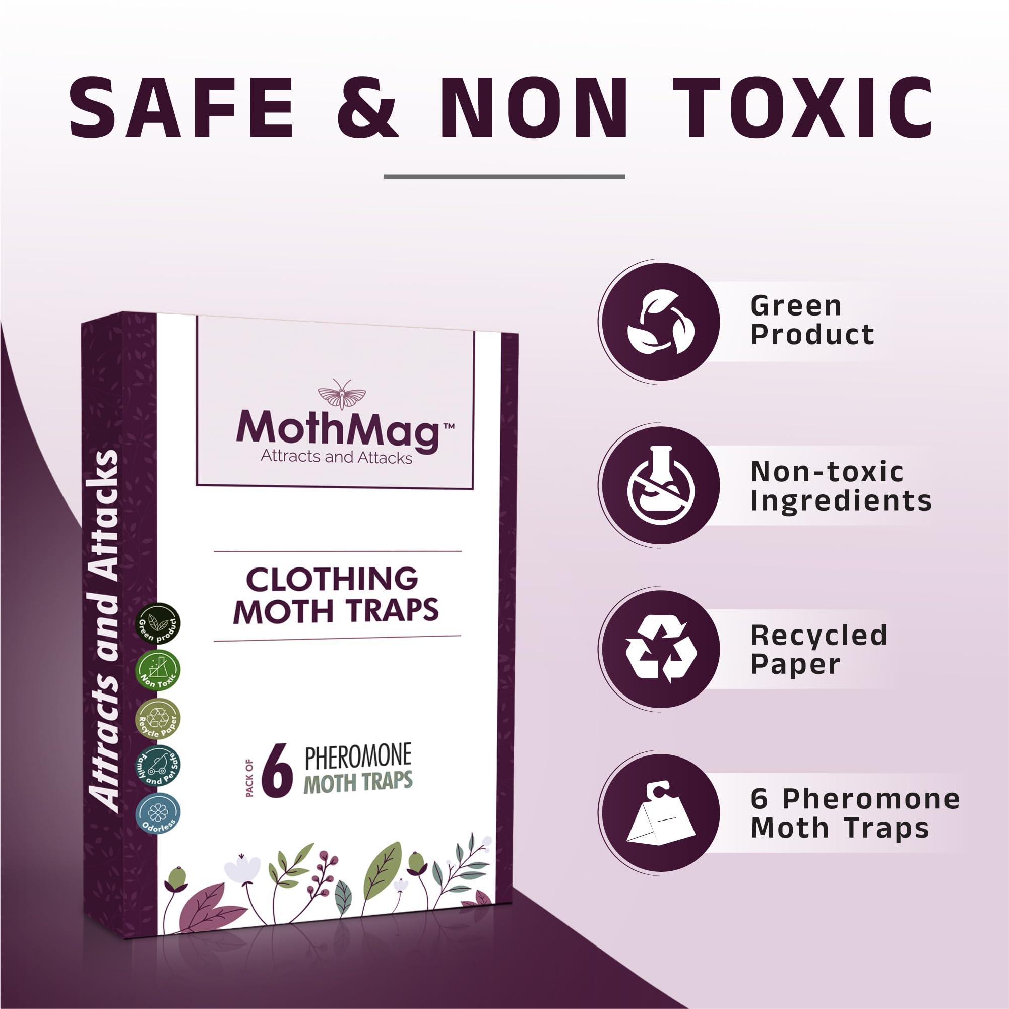 MothMag Moth Traps for Clothes, Closets, Fabrics, and Carpets, Clothes Moth Traps, Closet Moth Traps,Clothing Moth Pheromone Traps, Mothballs Alternative, How to Get Rid of Moths in House