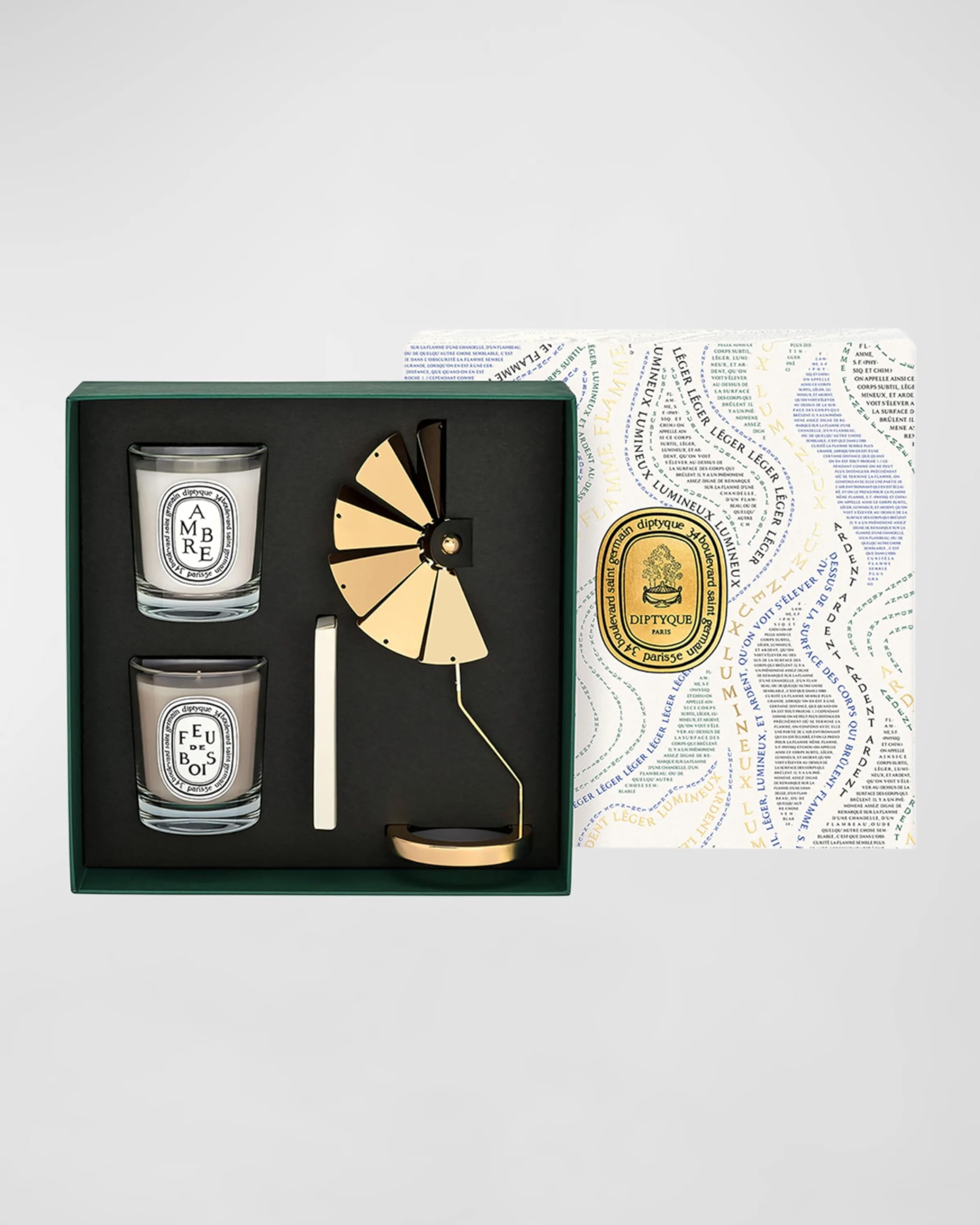 Diptyque Ambre & Feu De Bois Scented Candle Carousel Set Limited Edition