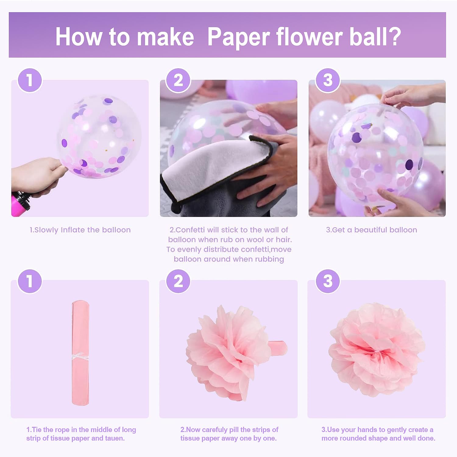 Upgraded Purple Pink Birthday Party Decorations for Women Girls with Happy Birthday Banner,Tissue Paper Pompoms,Circle Dots Garland,Fringe Curtains,Birthday Balloons,Purple Birthday Decor