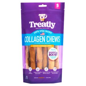 treatly usa collagen chip rolls 5-6" dog chew treats - chicken marinade flavor, 10 count/1 pack