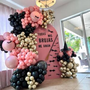 Black Pink Balloon Garlands Kit Arch Gold For Bridal Baby Shower Party Decoration Clear Girl Women Princess Birthdy Metallic Chorme Retro