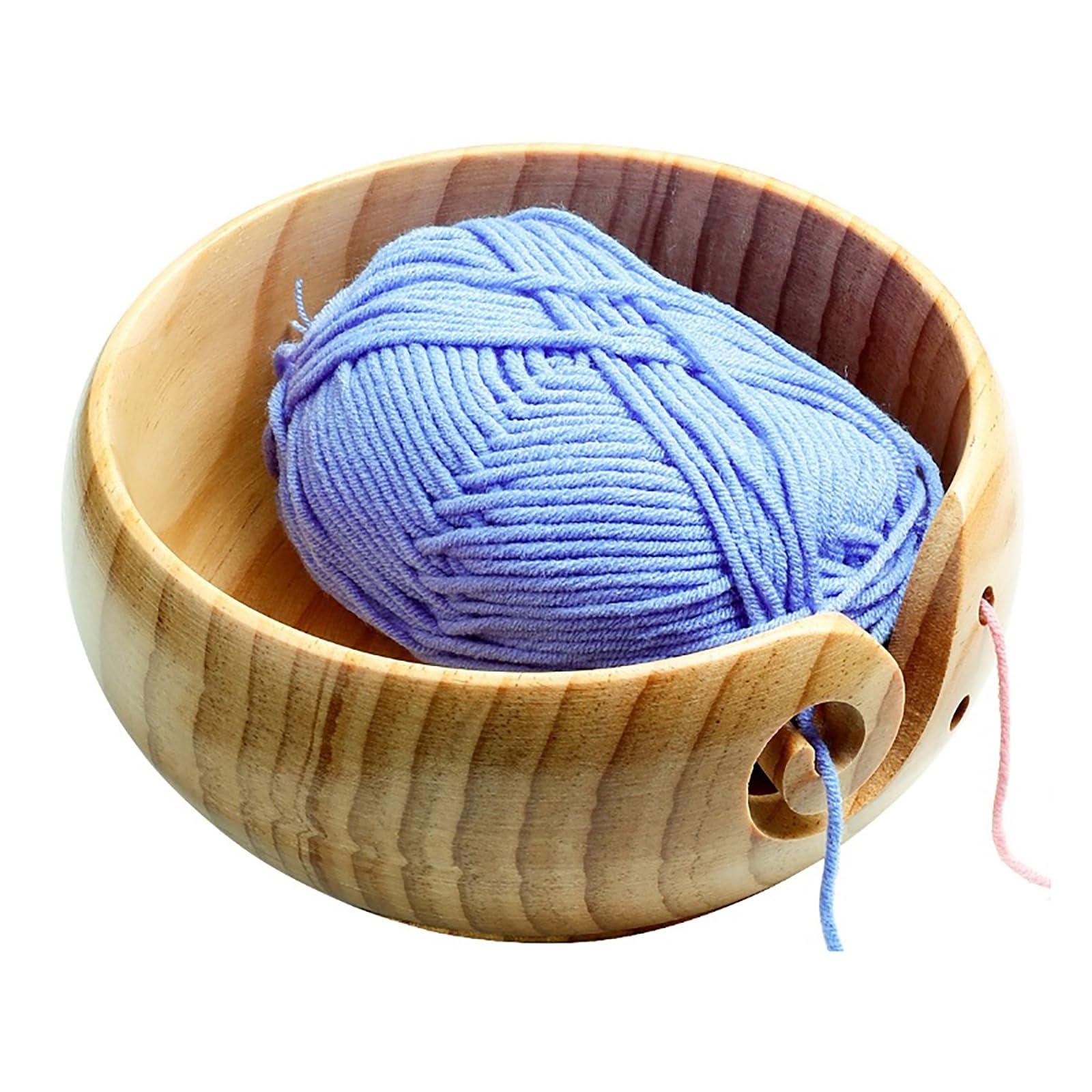 AMZTEMU Wooden yarn bowl for knitting, Knitting bowl, Crochet bowl with cover - pine wood(15 * 8cm)