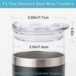 12oz Wine Tumbler Lid, 2 Pack Tumbler Replacement Lids, Inner Diameter 2.9 Inch, Spill Proof Tumbler Covers for 12oz Stainless Steel Travel Coffee Mug and Cup Accessories, White