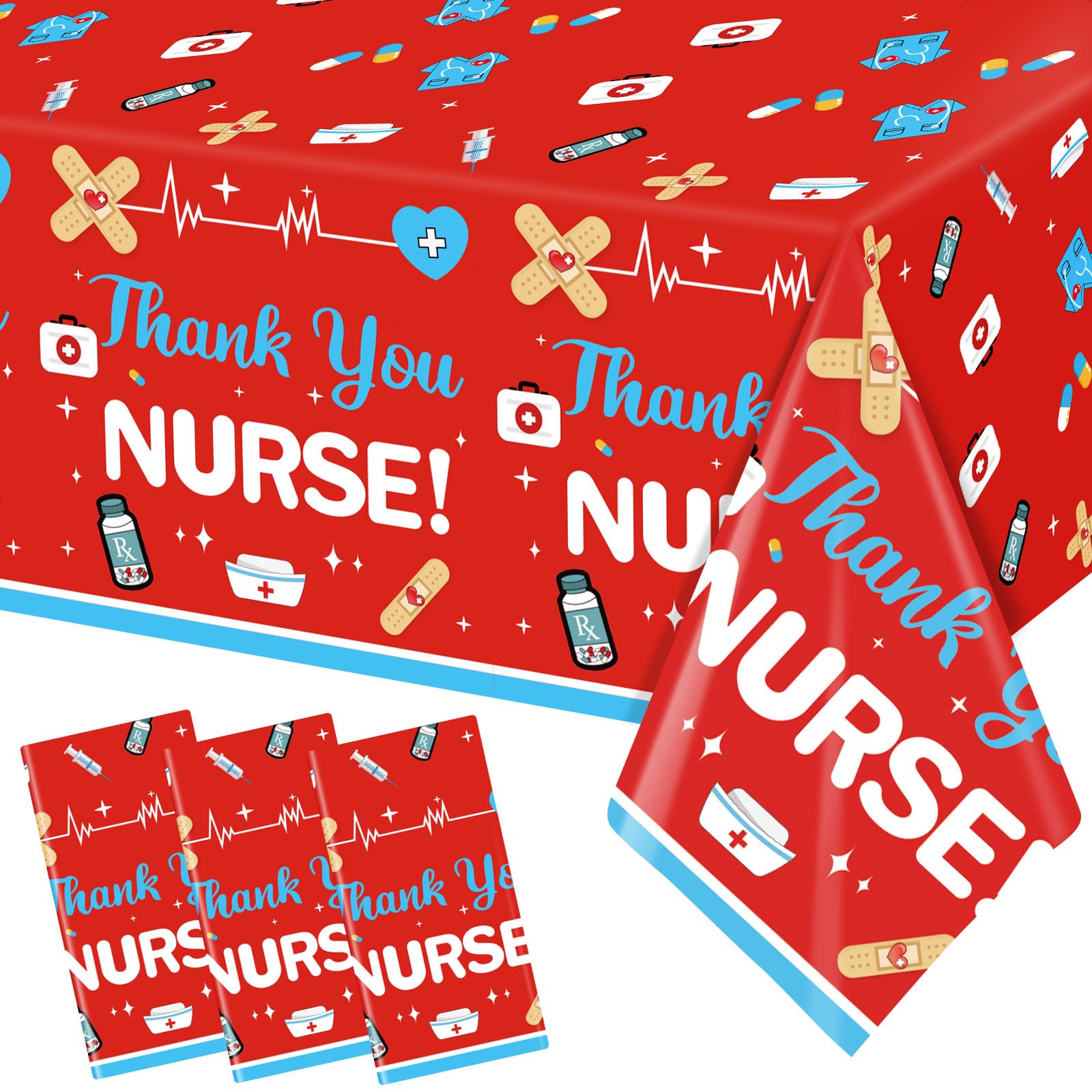 Yavxzvbw 3Pcs We Appreciate You Decorations Nurses Week Tablecloths Thank You Nurses Tablecloths for Nurse Appreciation Week Nurse Week Decorations Nurse Graduation Party Supplies