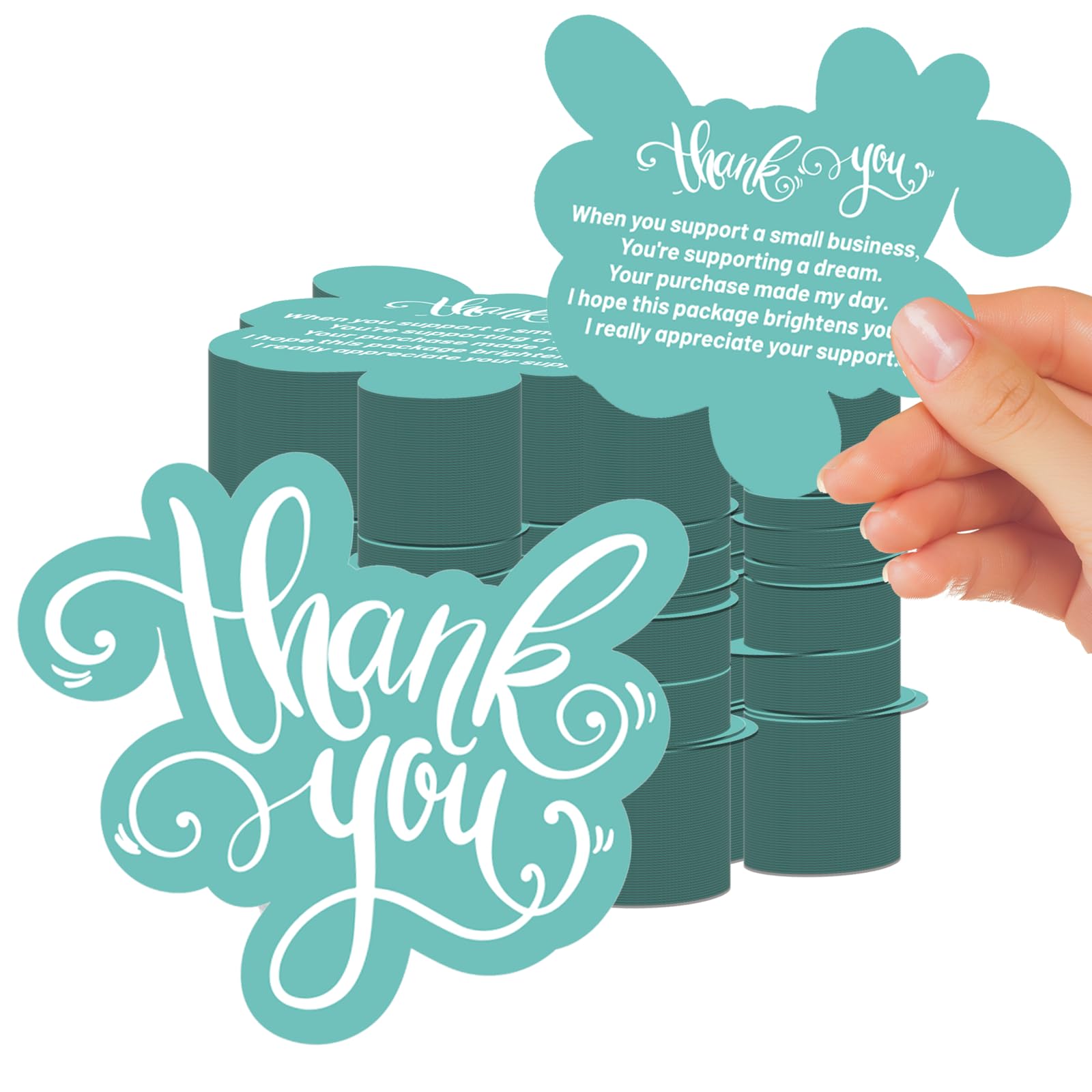 50 Green Small Business Thank You Cards, 3.5*3.14 Inches, Mini Thank You Cards are Suitable for Stores, Online Retail, Birthday Cards, Wedding Cards and Other Small Business Thank You Cards.