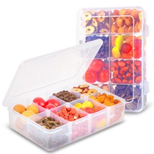 aqsxo 2 pcs snack box container for kids, 8 compartments snack containers reusable meal prep lunch containers.