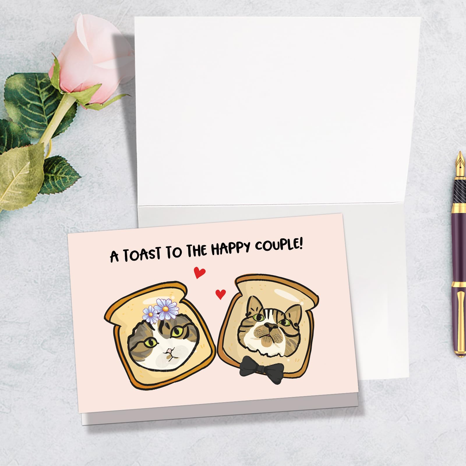 Funny Cat Toast Wedding Card for Couple, Cute Wedding Shower Card for Bride Groom, Engagement Card for Cat Lover, A Toast to The Happy Couple