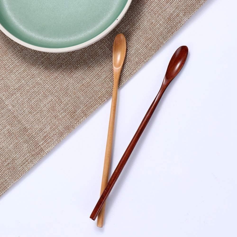 Honey Dipper Stick -Natural Wood Long Handle Spoons for Coffee, Tea Stirring Spoons -Dessert Iced Tea Cocktail Mixing Spoons for Home Kitchen -Chef Tasting Spoons