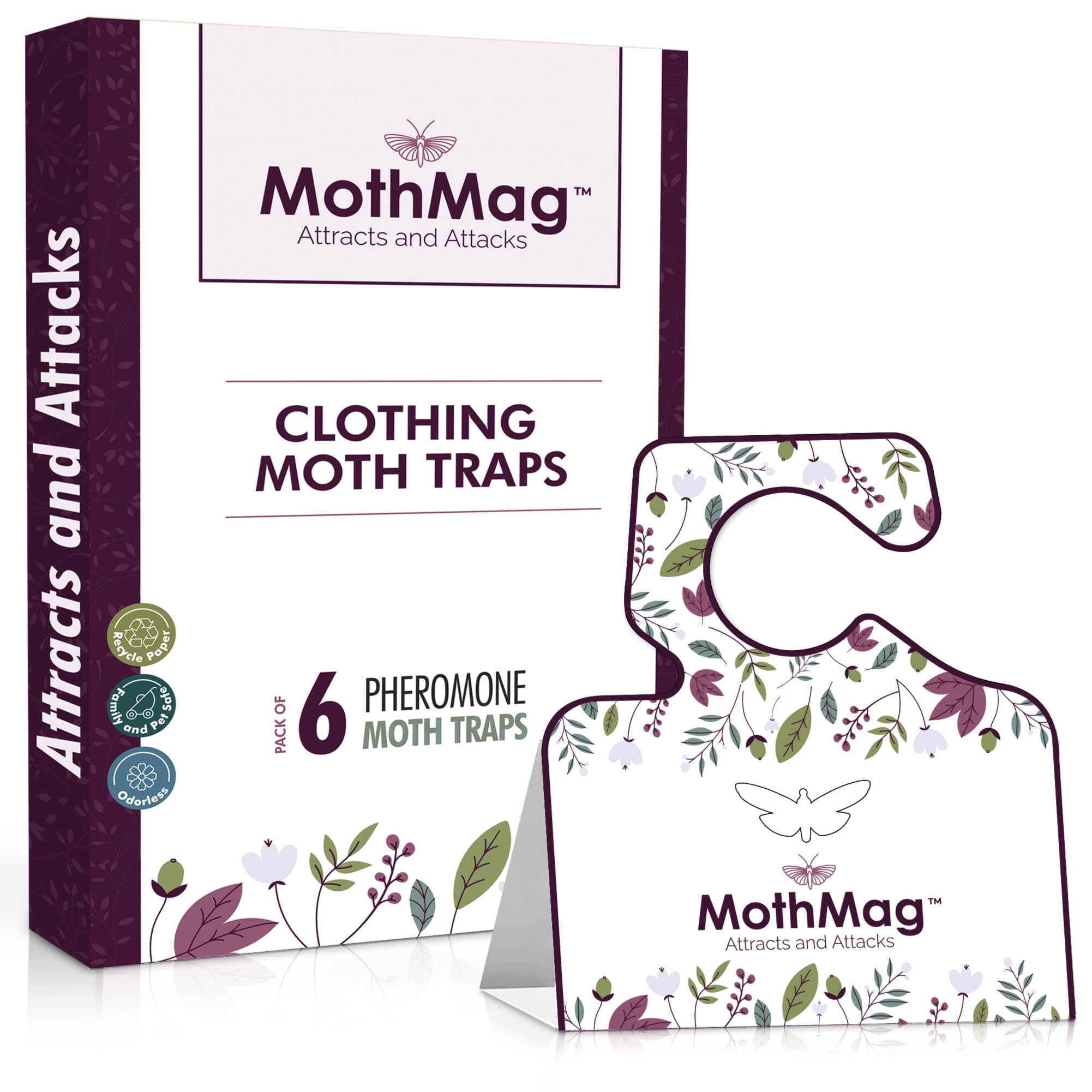 MothMag Moth Traps for Clothes, Closets, Fabrics, and Carpets, Clothes Moth Traps, Closet Moth Traps,Clothing Moth Pheromone Traps, Mothballs Alternative, How to Get Rid of Moths in House