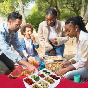 Divided Serving Tray with Lid and Handle Snackle Box Charcuterie Container for Portable Snack Platters Organizer Fruit Divider with 8 Compartments & 8 Forks Food Storage Containers for Party