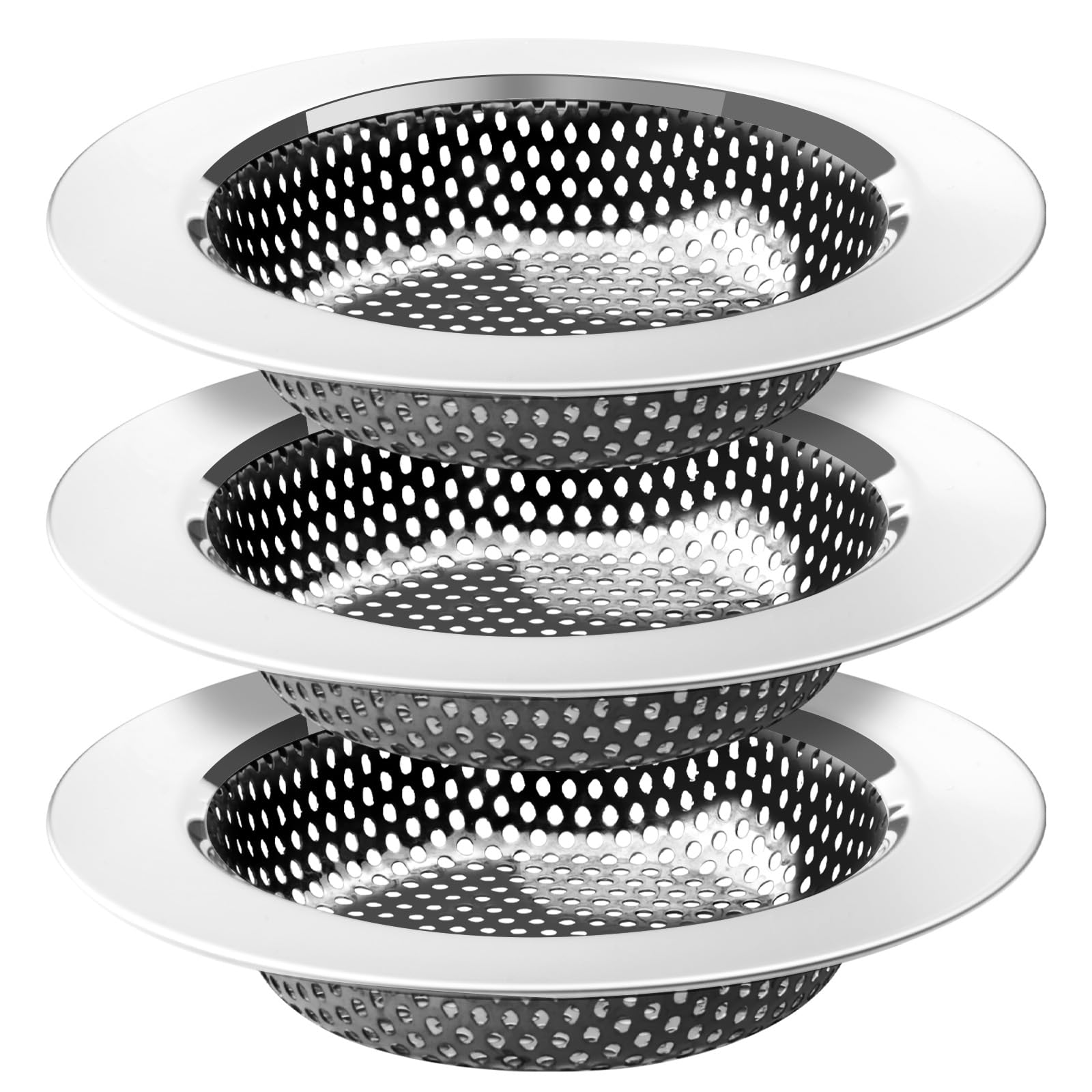 Generic 3 Pack Sink Drain Strainer, Sturdy Stainless Steel Shower Drain Hair Catcher with Double Sided Anti-Rust Mesh, Upgraded Tub Drain Strainer for Shower Kitchen Bathtub Bathroom RV Sink