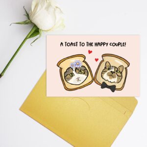 Funny Cat Toast Wedding Card for Couple, Cute Wedding Shower Card for Bride Groom, Engagement Card for Cat Lover, A Toast to The Happy Couple