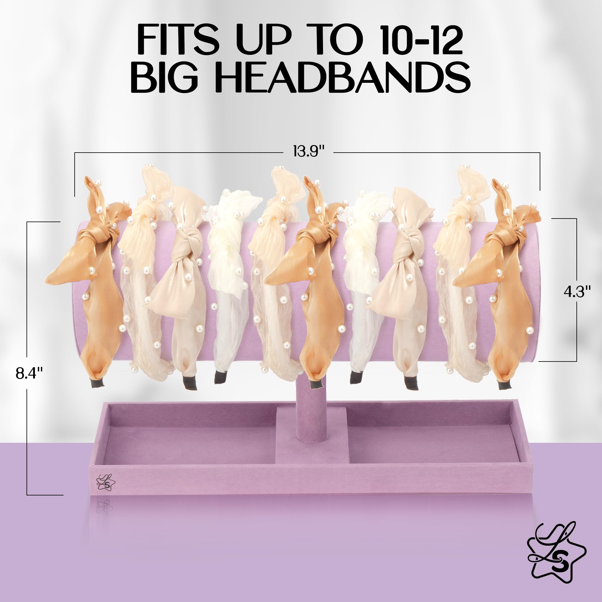 LS Lulu & Summer Headband Holder Organizer - Storage Stand Display Rack for Headbands, Hairband, Disney Ear, Tiara and Hair Accessories in Women and Girls Room (Purple)