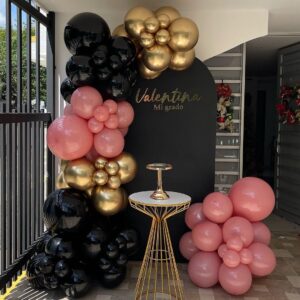 Black Pink Balloon Garlands Kit Arch Gold For Bridal Baby Shower Party Decoration Clear Girl Women Princess Birthdy Metallic Chorme Retro