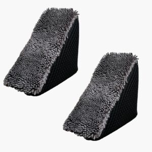 2 pcs tire shine applicator pad, san austin tire gel applicator, triangles tire sponge foam wheel shine car cleaning, reusable tire dressing applicator pad car cleaning (black grey)