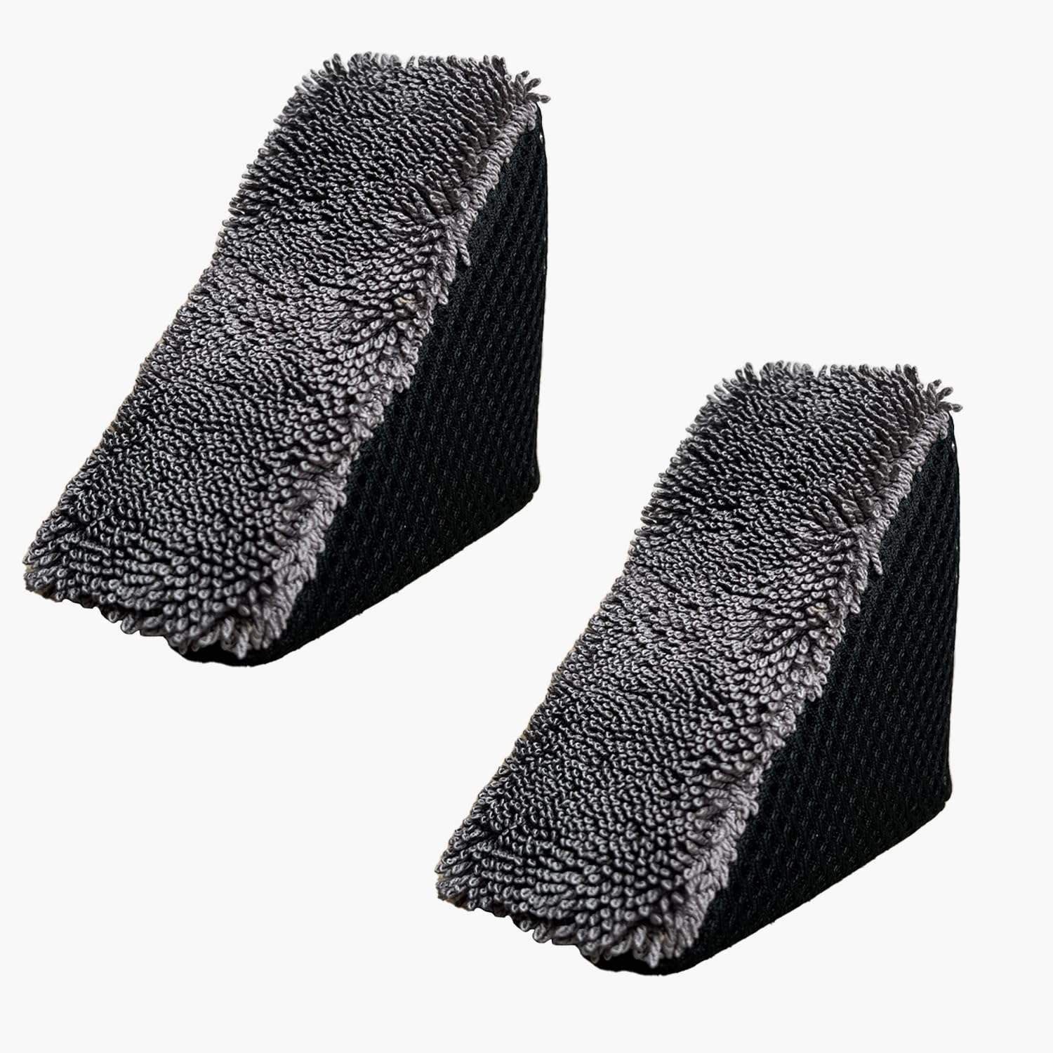 2 Pcs Tire Shine Applicator Pad, SAN AUSTIN Tire Gel Applicator, Triangles Tire Sponge Foam Wheel Shine Car Cleaning, Reusable Tire Dressing Applicator Pad Car Cleaning (Black Grey)