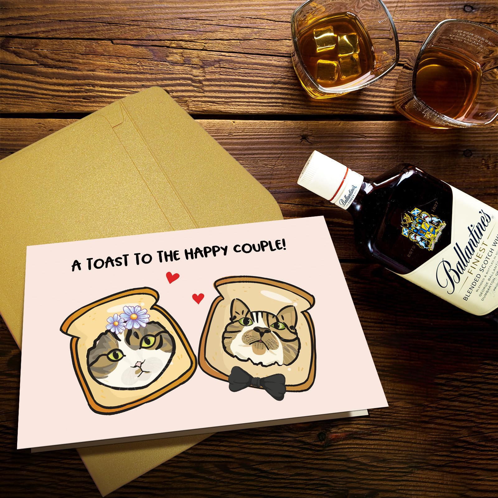 Funny Cat Toast Wedding Card for Couple, Cute Wedding Shower Card for Bride Groom, Engagement Card for Cat Lover, A Toast to The Happy Couple