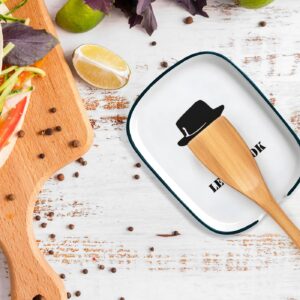 Kwtzkuo® Funny Let's Cook Spoon Rest, White Ceramic Spoon Rest for Stove Top, Unique Gift for Cooking Lovers, Housewarming Gift Home Party BBQ Accessories