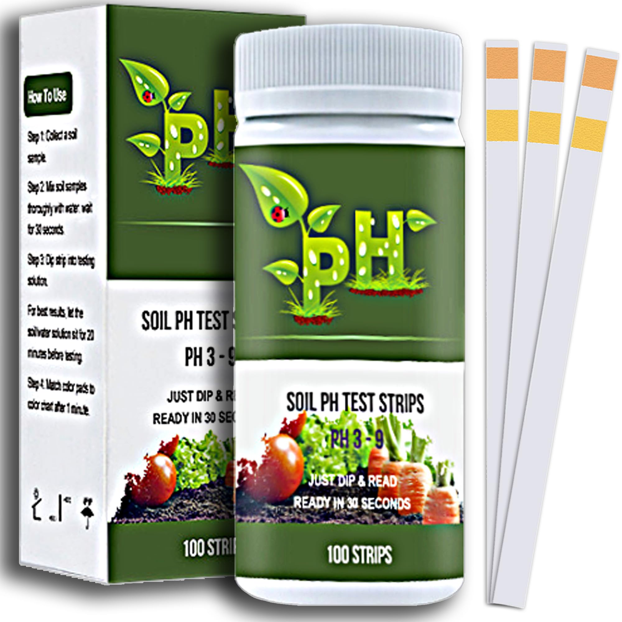 100CT Soil pH Test Kit (3.5-9.0) - Soil pH Test Strips to Test Soil Acidity & Alkalinity of Garden Lawn Grass Vegetable, pH Soil Tester for Garden Soil, Easy to Use for Quick & Accurate Results