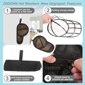 ZDDGNN Hat Washer for Baseball Caps, Foldable Hat Cleaner Washing Cage with Mesh Bags,Hat Washing cage for Washing Machine, Hat Cleaner Protector Frame Cage for Adults and Kids