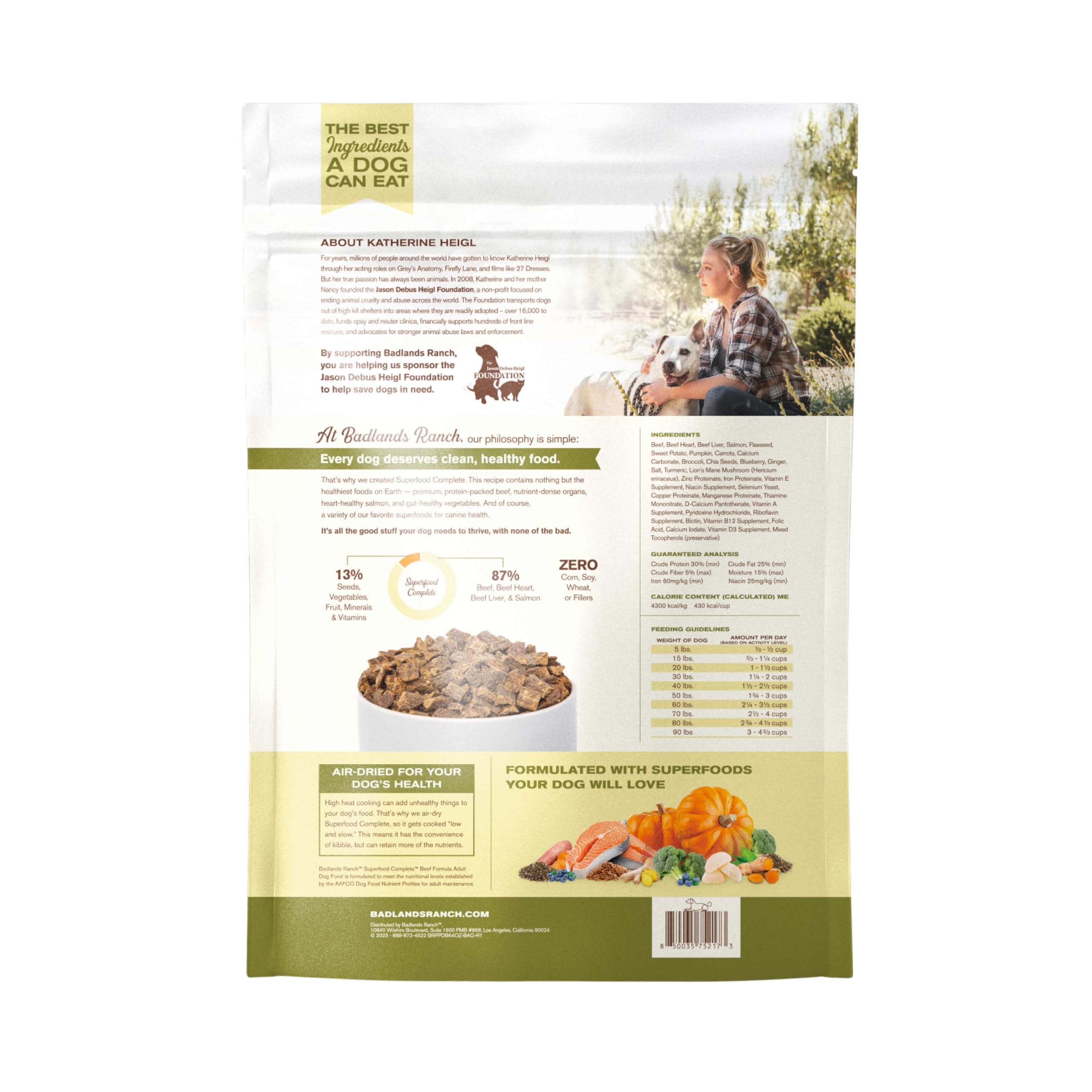 BADLANDS RANCH - Superfood Complete, Air-Dried Adult Dog Food - High Protein, Zero Fillers, Superfood Nutrition by Katherine Heigl (64 oz., Beef Formula)