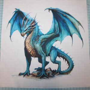 Fabric Panel 14"x14" Watercolor Dragon 100% Cotton Quilting Panel Square AM1729