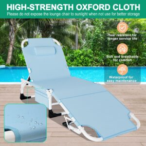 LILYPELLE 3in1 Sun Tanning Chair with Mattress, Heavy Duty Lounger Chair with Face Arm Hole, Removable Pillow, Outside Chaise Lounge Chair for Sunbathing, Patio, Poolside, Lawn, Beach