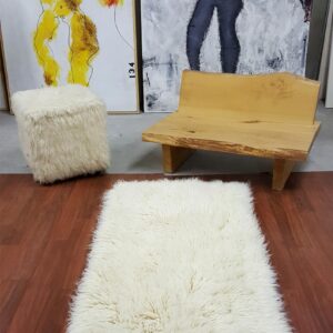 Stylish 2x5 Flokati Rug - Runner | Soft and Fluffy 3” Pile | Premium 2000gsm Weight |100% Wool | Authentic Greek flokati | Off White Wool Rug | Great Gift Idea., NAT2k