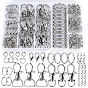 teenitor 524pcs keychain making kit, key chain clips, key chain rings, lanyard hooks lobster claw clasps, key rings and jump rings for key chain making jewelry lanyard making, keychain kit