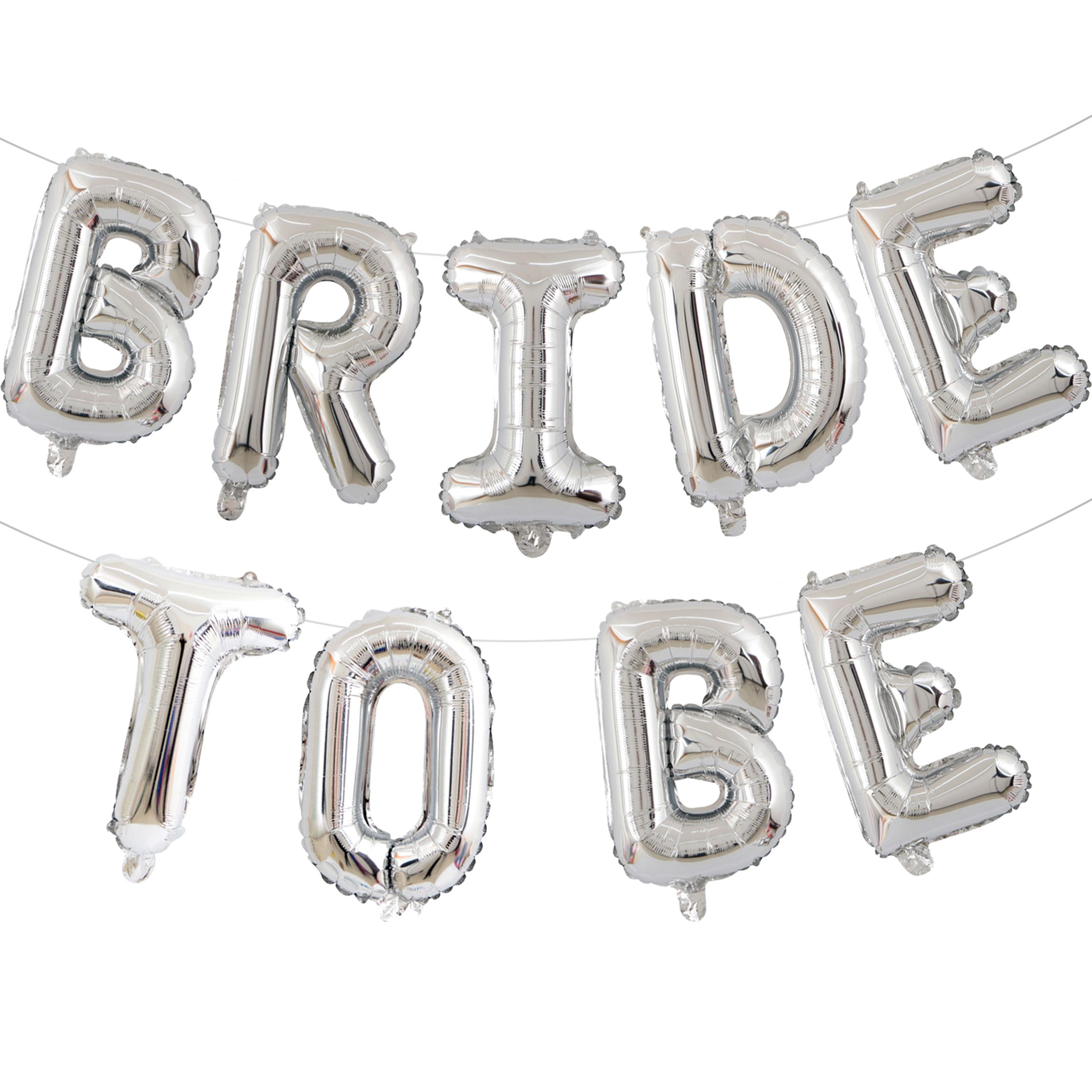 Silver Bride To Be Letter Balloons 16in Balloon Wedding Decorations Party Decor Silver Letter Balloons Bride to Be Party Supplies