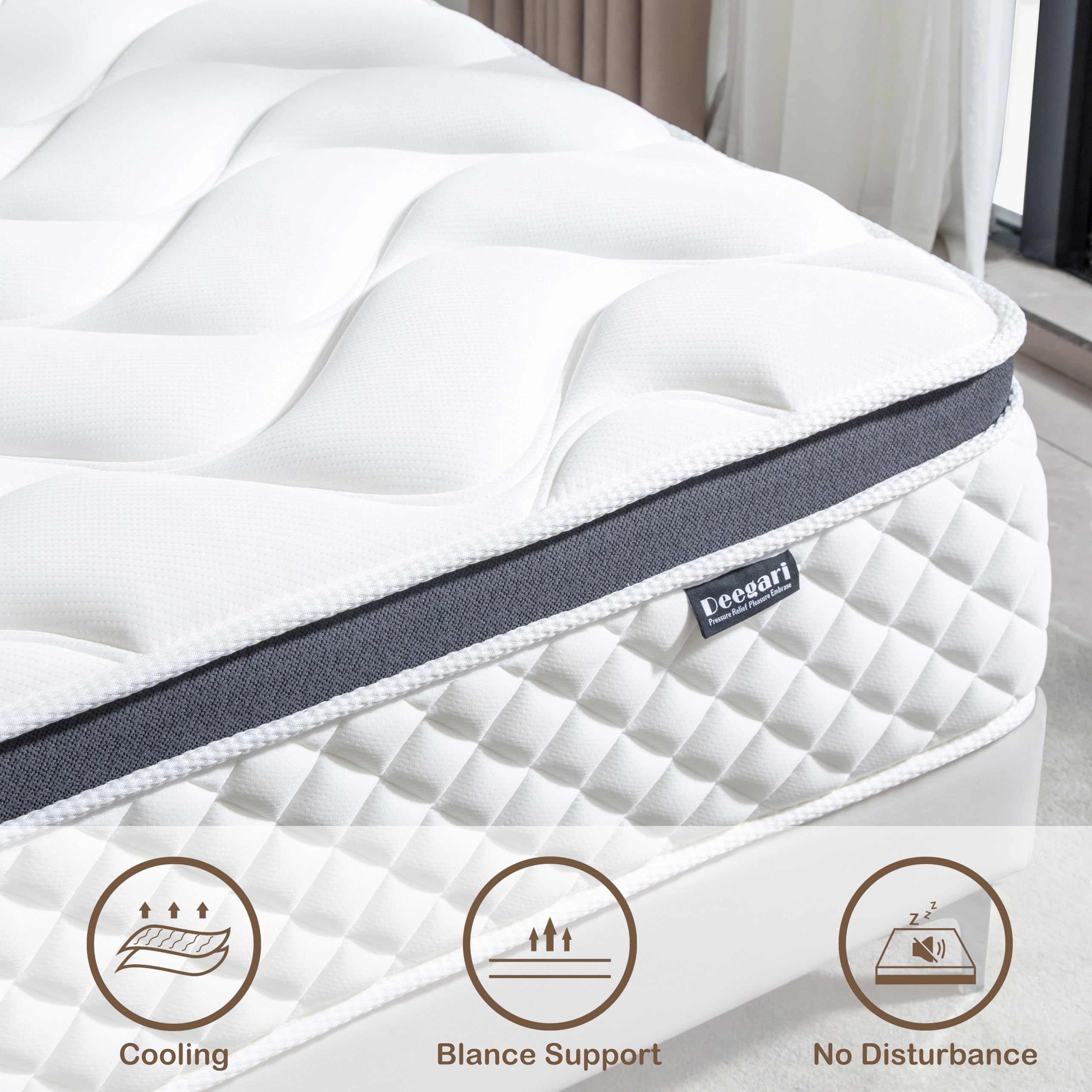 Deegari Full Mattress,12 Inch Full Size Mattress in a Box,Gel Memory Foam and Innerspring Hybrid Mattress with Individual Pocket Spring for Motion Isolation,Pressure Relief,Medium Firm Feel