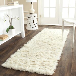 Stylish 2x5 Flokati Rug - Runner | Soft and Fluffy 3” Pile | Premium 2000gsm Weight |100% Wool | Authentic Greek flokati | Off White Wool Rug | Great Gift Idea., NAT2k